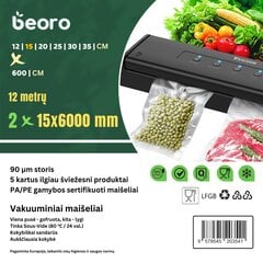 Vaakumpakendamise kottide komplekt Beoro 2 x 15 x 600 cm, 2 rulli цена и информация | Вакууматоры | kaup24.ee