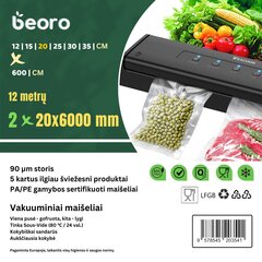 Vaakumpakendamise kotid Beoro 2 x 20 x 600 cm, 2 rulli цена и информация | Вакууматоры | kaup24.ee