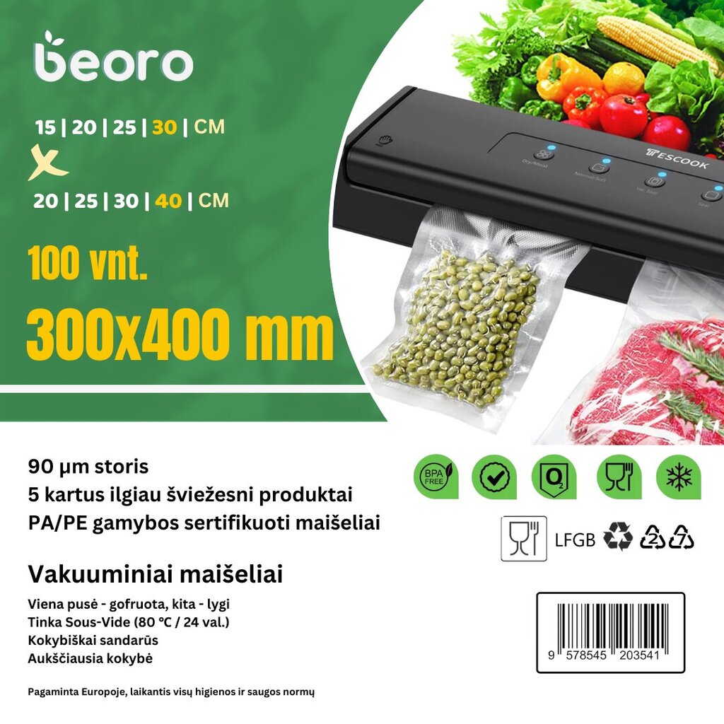 Vaakumpakendamise kotid Beoro 30 x 40 cm, 100 tk цена и информация | Vaakumpakendajad | kaup24.ee