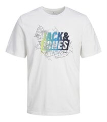 Jack & Jones T-särk meestele 12257908*02, valge 5715519929432 hind ja info | Meeste T-särgid | kaup24.ee