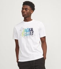 Jack & Jones T-särk meestele 12257908*02, valge 5715519929432 hind ja info | Meeste T-särgid | kaup24.ee