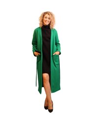 Täisvillane pikk mantel naistele, roheline цена и информация | Женские пальто | kaup24.ee
