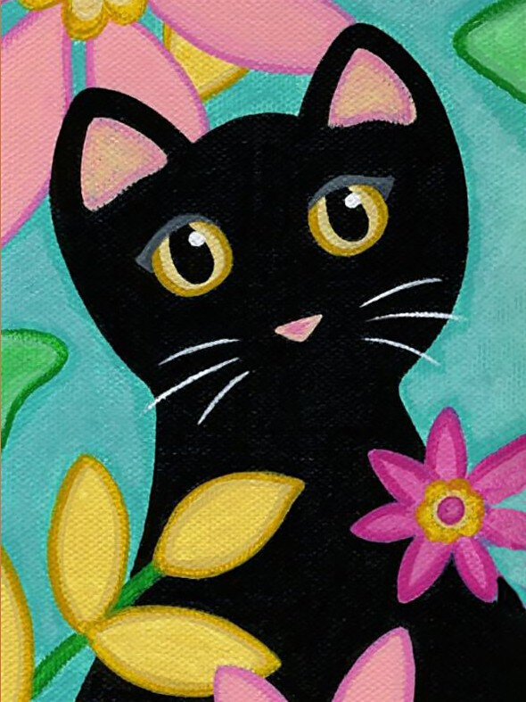 Teemantmosaiik Kitty ja lilled DP2359, 15x20 cm hind ja info | Teemantmaalid, teemanttikandid | kaup24.ee