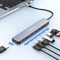 Lention 8in1 USB-C HUB 3x USB 3.0 + SD/TF + PD + USB-C + HDMI, hall hind ja info | USB jagajad, adapterid | kaup24.ee