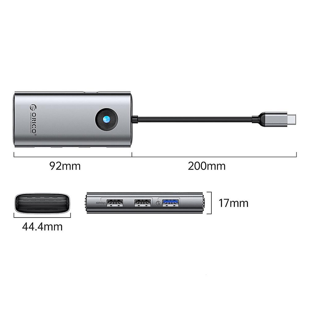 Orico 6in1 USB-C, HDMI, 3xUSB HUB, hall цена и информация | USB jagajad, adapterid | kaup24.ee