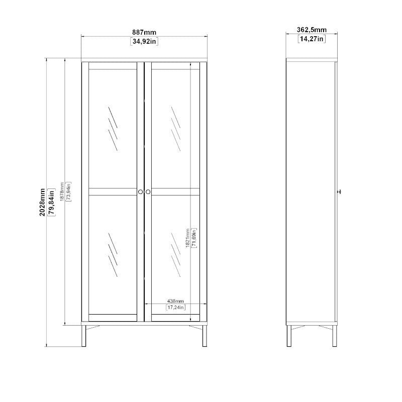 Vitriin Aatrium Roma, 88x36x202 cm, valge цена и информация | Vitriinkapid | kaup24.ee