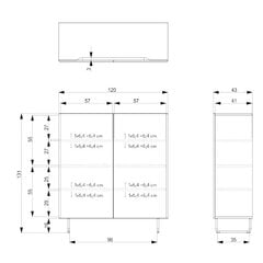 Kummut Tenzo Parma, 120x43x131 cm, sinine hind ja info | Kummutid | kaup24.ee