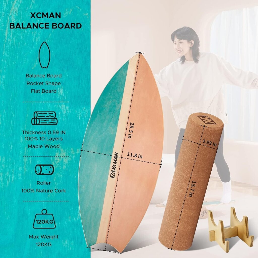 XCMAN Surf Balance Board treener koos rattaga цена и информация | Tasakaalupadjad | kaup24.ee