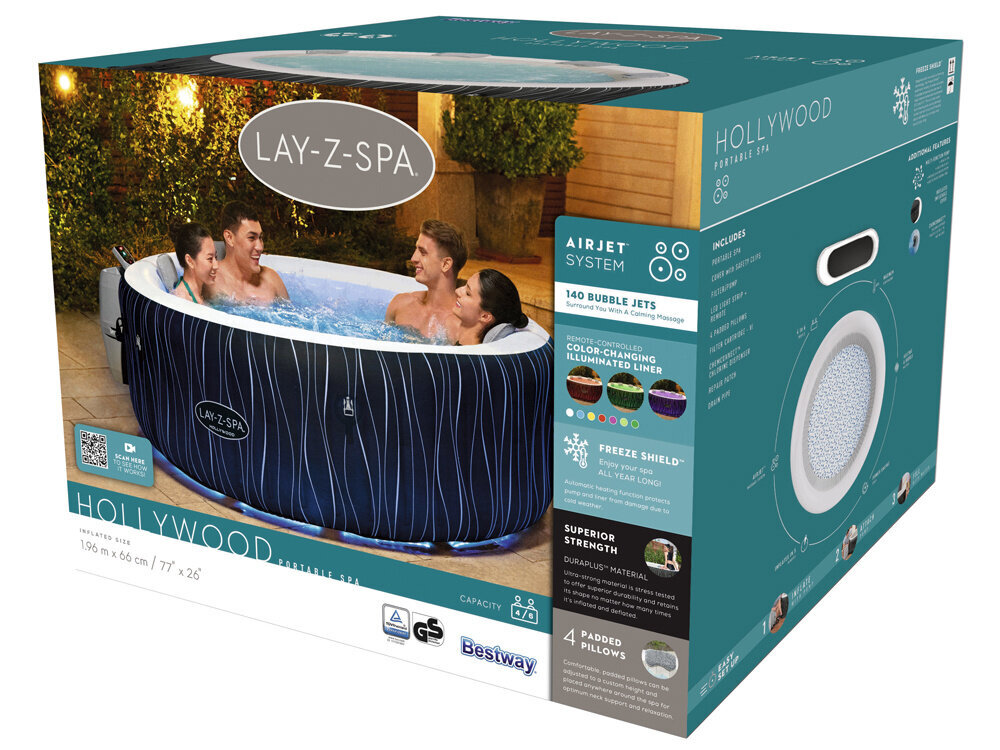 Bestway mullivann Lay-Z-Spa Hollywood LED-i ja patjadega hind ja info | Basseinid | kaup24.ee