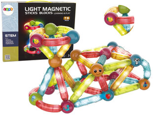 LIGHT MAGNETIC STICKS набор развивающих магнитных блоков, 76 эл. цена и информация | Конструкторы и кубики | kaup24.ee