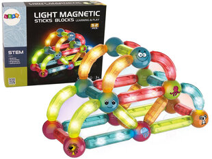 Light Magnetic Sticks helendavate õppemagnetplokkide komplekt, 52 tk hind ja info | Klotsid ja konstruktorid | kaup24.ee