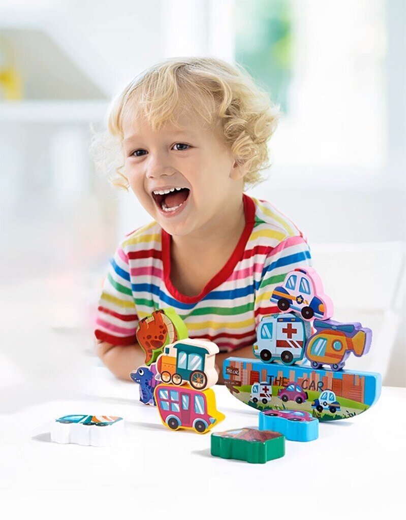 Tasakaalustatud puitklotsid Sõidukid hind ja info | Imikute mänguasjad | kaup24.ee
