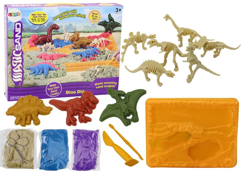 Kineetiline liiv dinosauruste vormidega Lean Toys hind ja info | Kunstitarbed, voolimise tarvikud | kaup24.ee