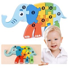 деревянные пазлы для малышей, слоненок цена и информация | Игрушки для малышей | kaup24.ee