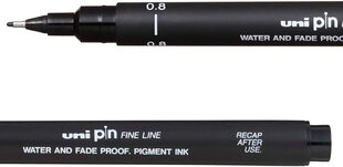 Marker Uni-Ball Mitsubishi Pencil PIN 08-200 (S), 12 tk, must цена и информация | Канцелярские товары | kaup24.ee