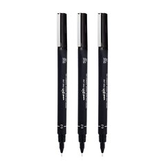 Маркер Uni-Ball Mitsubishi Pencil PIN 02-200(S), 12 шт., черный цена и информация | Канцелярские товары | kaup24.ee