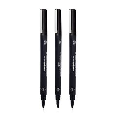 Marker Uni-Ball Mitsubishi Pencil PIN 02-200(S), 12 tk., must цена и информация | Канцелярские товары | kaup24.ee