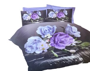 Комплект постельного белья Lona, 200x220см, 4 части, серый с розами цена и информация | Постельное белье | kaup24.ee