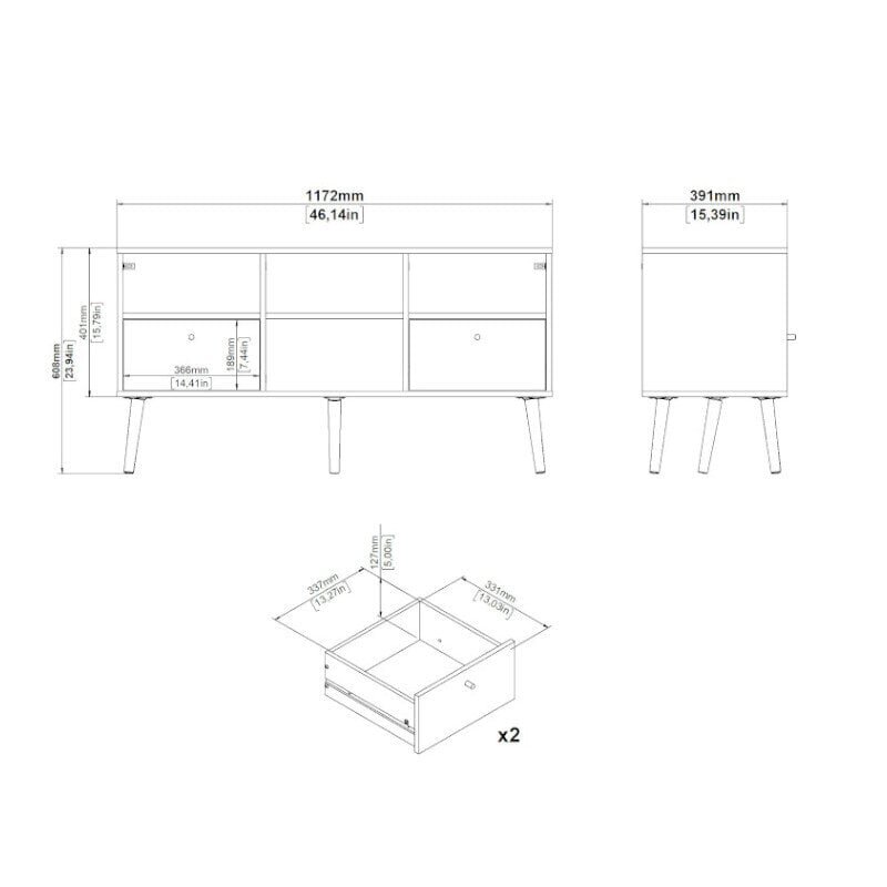 Tv-laud Aatrium Bodo, 117x39x61 cm, must hind ja info | TV alused | kaup24.ee