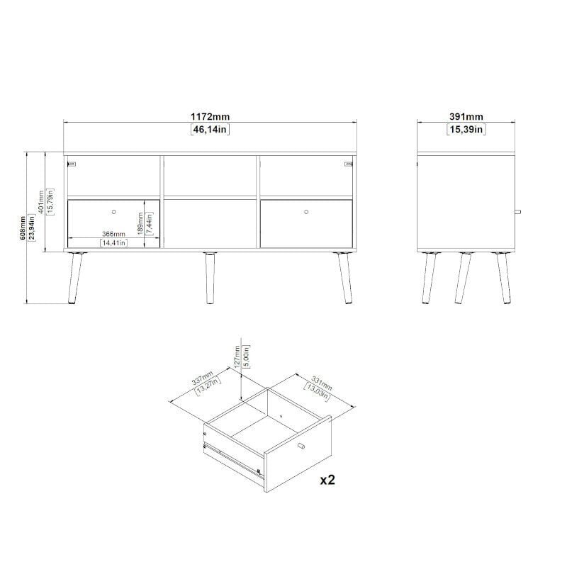 Tv-laud Aatrium Bodo, 117x39x61 cm, valge hind ja info | TV alused | kaup24.ee