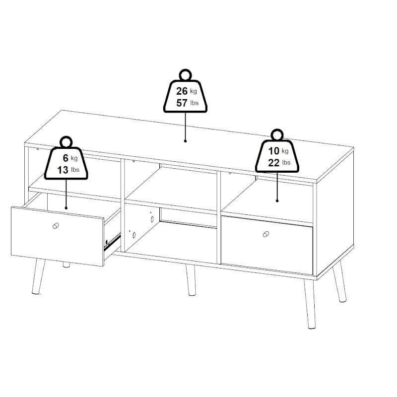 Tv-laud Aatrium Bodo, 117x39x61 cm, valge цена и информация | TV alused | kaup24.ee