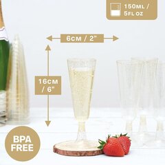 Пластиковый бокал для шампанского с золотыми литрами, 150 мл 50 шт цена и информация | Стаканы, фужеры, кувшины | kaup24.ee