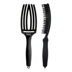 Olivia Garden Fingerbrush Combo Full Black, щетка с волосом из дикого кабана, средний размер цена и информация | Расчески, щетки для волос, ножницы | kaup24.ee
