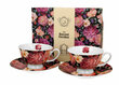 Tass alustaldrikuga Spring Roses Black 250 ml, 2 tk цена и информация | Klaasid, tassid ja kannud | kaup24.ee
