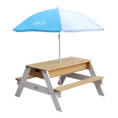 Стол для пикника AXI Nick со скамейкой, зонтиками и контейнерами для воды/песка цена и информация | Детская садовая мебель | kaup24.ee