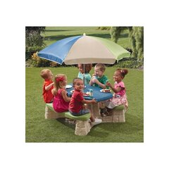 Laste piknikulaud koos vihmavarju ja pinkidega Step2 цена и информация | Детская садовая мебель | kaup24.ee