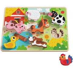 Деревянный пазл, животные на ферме, Tooky Toy цена и информация | Развивающие игрушки | kaup24.ee