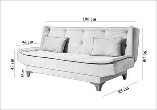 2-osaline elutoa mööbli komplekt Asir Kelebek TKM1-1501, lilla hind ja info | Pehme mööbli komplektid | kaup24.ee