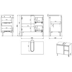 Ванная шкафчик Aatrium Salinas, 60x56x34 см, серый/коричневый цена и информация | Шкафчики для ванной | kaup24.ee