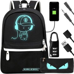 USB-светящийся рюкзак, чёрный цена и информация | Рюкзаки и сумки | kaup24.ee