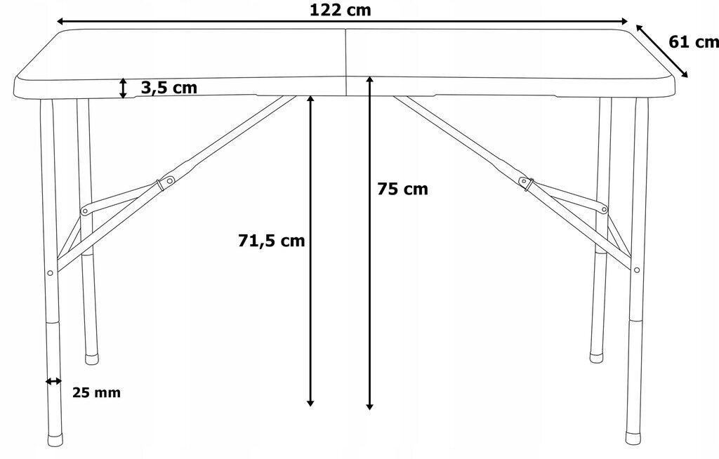 Kokkupandav välilaud Fluxar S217, 120cm, valge hind ja info | Aiamööbli komplektid | kaup24.ee