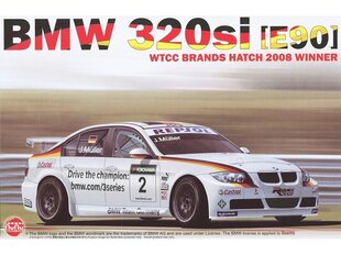 Сборная пластиковая модель. NuNu - BMW 320si E90 2008 WTCC Brands Hatch Winner, 1/24, 24037 цена и информация | Конструкторы и кубики | kaup24.ee