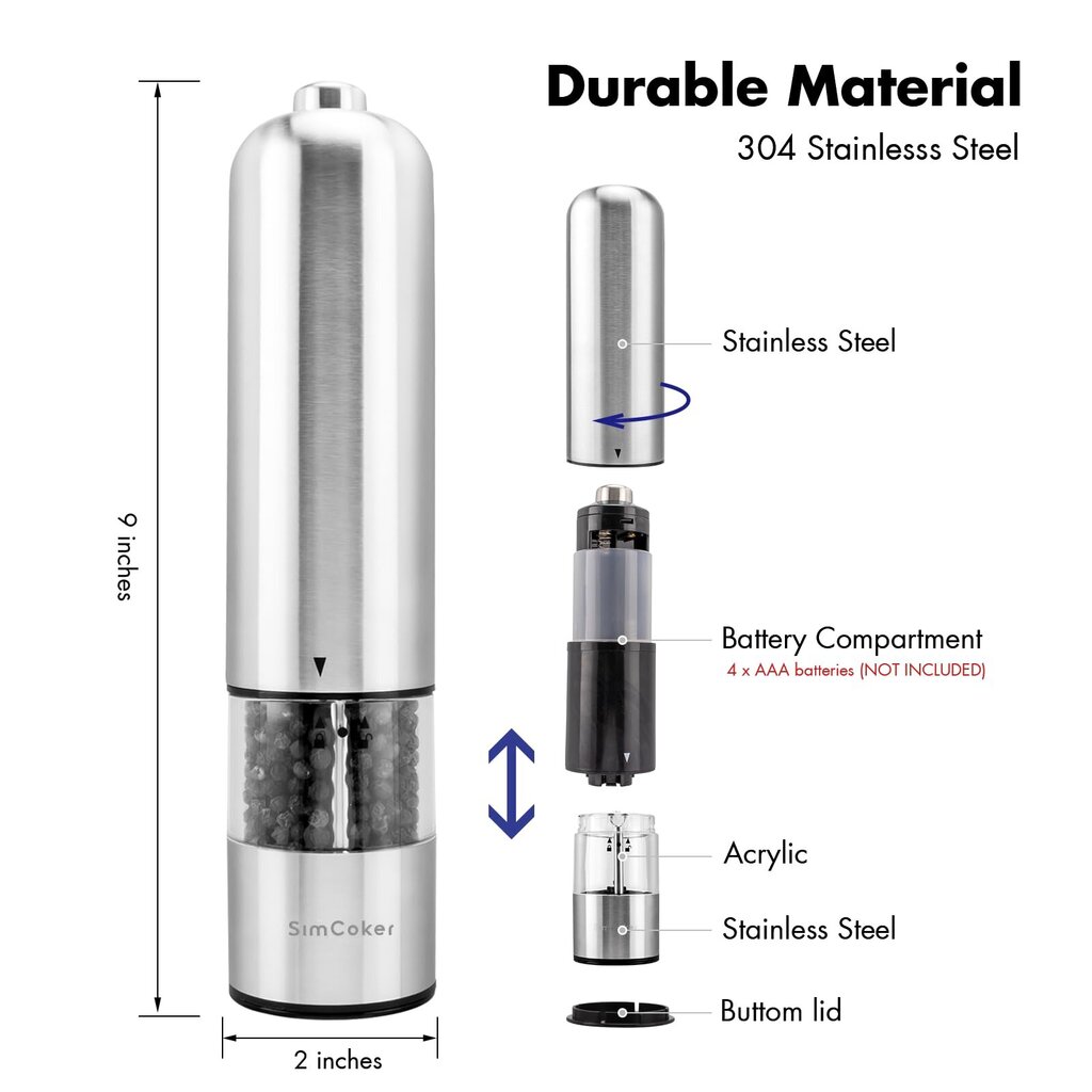 Elektriline soola- ja pipraveski komplekt, 2 tk цена и информация | Soola- ja pipraveskid, maitseianepurgid | kaup24.ee