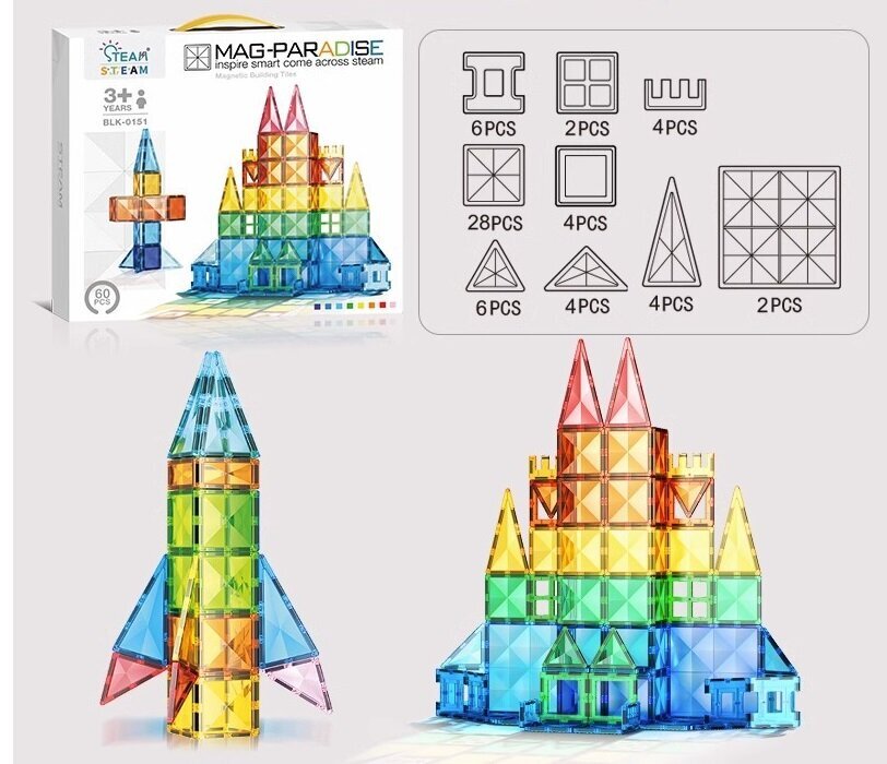 Magnetkonstruktor Mag-Paradise Steam, 60 tk цена и информация | Klotsid ja konstruktorid | kaup24.ee