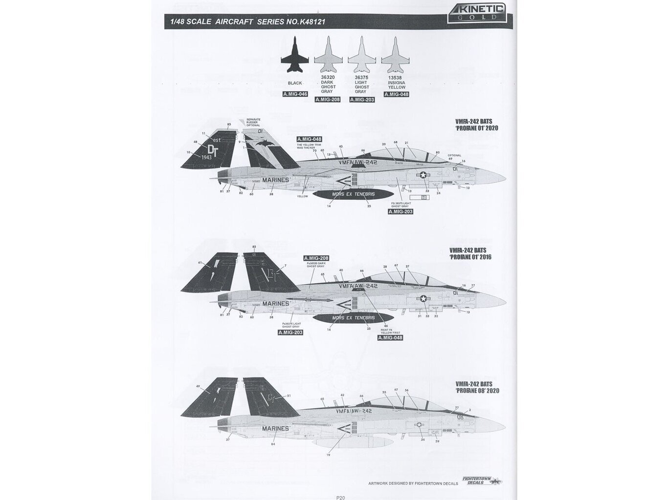 KINETIC - McDonnell Douglas F/A-18D Hornet VMFA(AW)-242 "Bats", 1/48, 48121 hind ja info | Klotsid ja konstruktorid | kaup24.ee