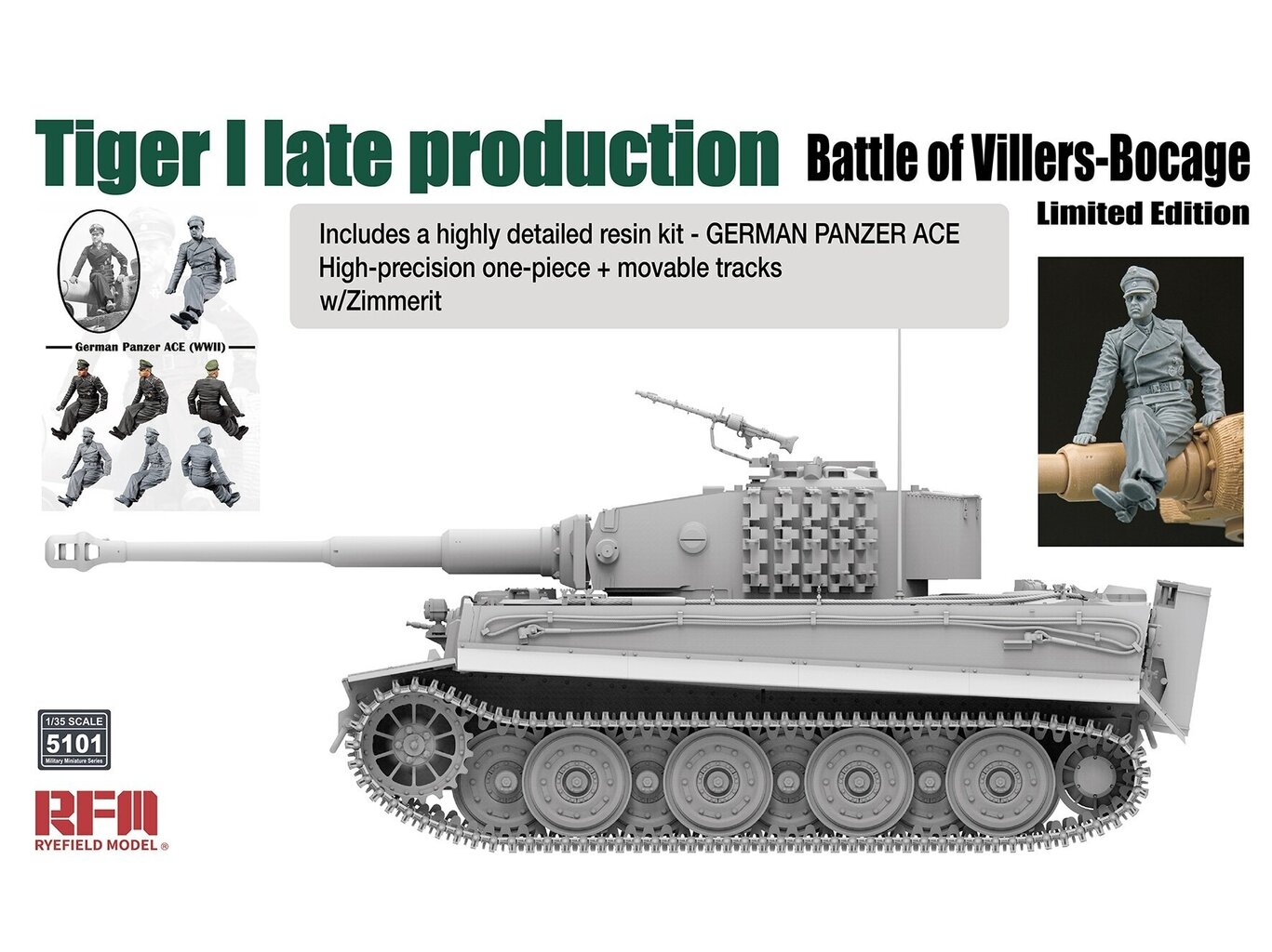 Сборная пластиковая модель. Rye Field Model - Tiger I Late Production  Battle of Villers-Bocage Limited Edition, 1/35, 5101 цена | kaup24.ee