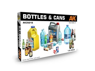 Сборная пластиковая модель. AK Interactive - Bottles and cans, 1/35, AK35018 цена и информация | Развивающие игрушки | kaup24.ee