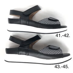 Женские широкие сандалии большого размера PieSanto, чёрные цена и информация | Сандалии на липучке | kaup24.ee