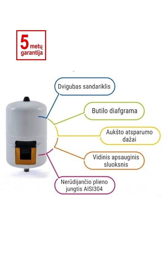 Paisupaak 100L vertikaalne, hüdrofoorile Aquavarem цена и информация | Hüdrofoorid | kaup24.ee