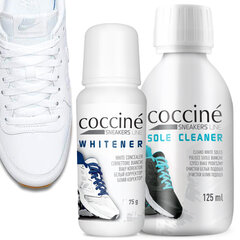 Valge talla puhastaja spordijalanõudele - Coccine Sole Cleaner, 125 ml + Valgete spordijalatsite valgendaja - Coccine Whitener, 75 ml hind ja info | Rõivaste ja jalatsite hooldus | kaup24.ee