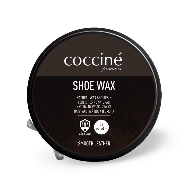 Valge nahast toodete kingakreem - Coccine Shoe Wax, 40 g + Poleerimishari naturaalsete hobusejõhvidega, 16 cm цена и информация | Rõivaste ja jalatsite hooldus | kaup24.ee