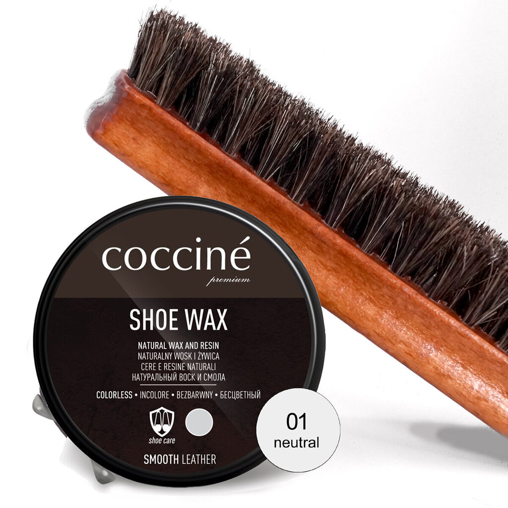 Must nahast toodete kingakreem - Coccine Shoe Wax, 40 g + Poleerimishari naturaalsete hobusejõhvidega, 16 cm hind ja info | Rõivaste ja jalatsite hooldus | kaup24.ee