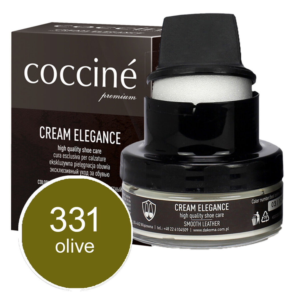 Kreem käsnaga siledale nahale Coccine Cream Elegance, oliiv, 50 ml + Poleerimishari naturaalsete hobusejõhvidega, 16 cm hind ja info | Rõivaste ja jalatsite hooldus | kaup24.ee