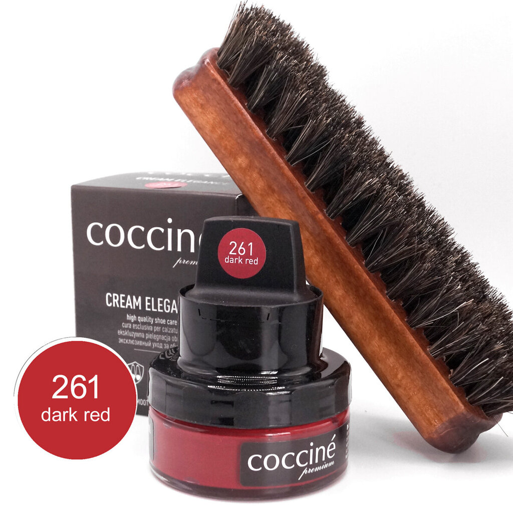 Kreem käsnaga siledale nahale Coccine Cream Elegance, tumepunane, 50 ml + Poleerimishari naturaalsete hobusejõhvidega, 16 cm hind ja info | Rõivaste ja jalatsite hooldus | kaup24.ee