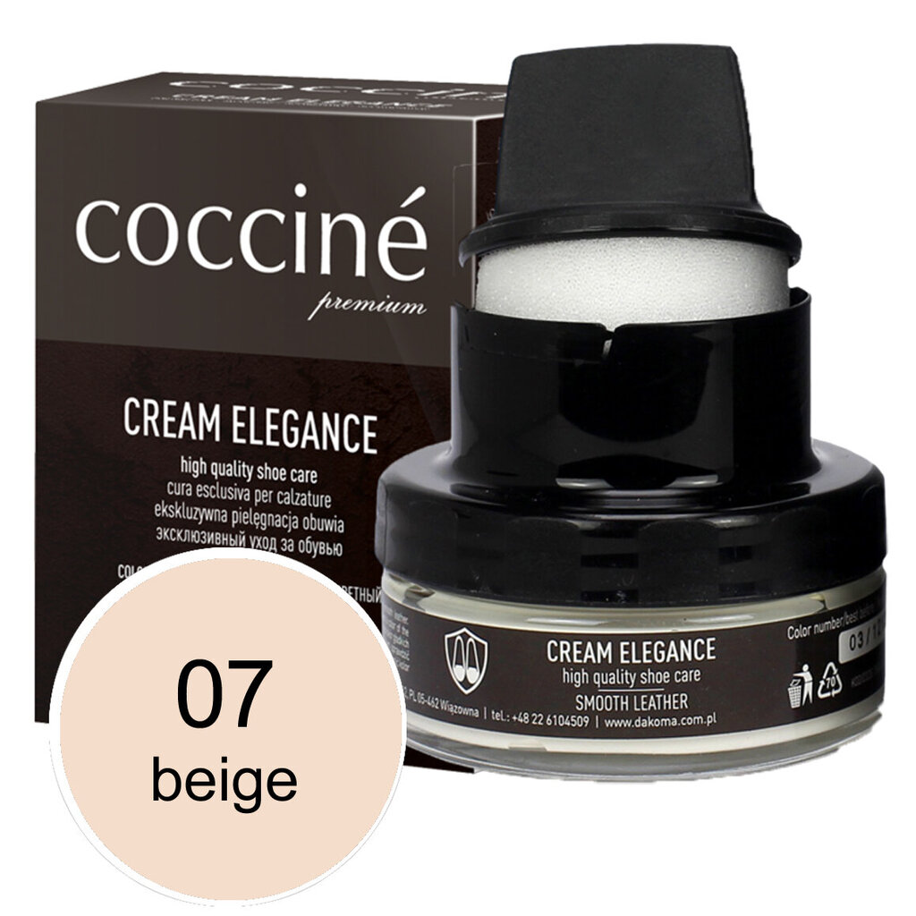 Kreem käsnaga siledale nahale Coccine Cream Elegance, beež, 50 ml + Poleerimishari naturaalsete hobusejõhvidega, 16 cm hind ja info | Rõivaste ja jalatsite hooldus | kaup24.ee