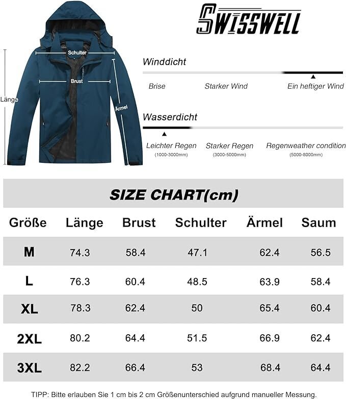 SwissWell meeste veekindel tuulejope, sinine hind ja info | Meeste joped | kaup24.ee